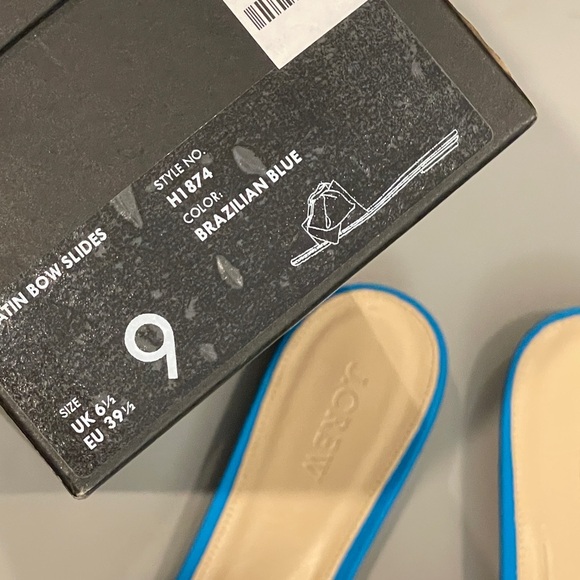 J Crew Women's Satin Brazilian Blue Slide Sandals New 9 - Picture 3 of 3